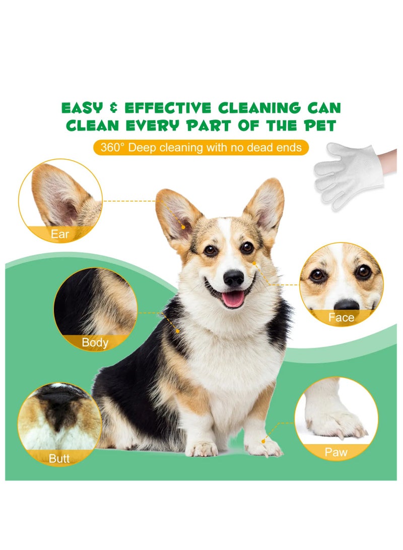 Oimmal Disposable Cleaning Deodorizing Dog Wipes Cat Pet Cleaning Gloves Wipes For Paws, 4Pack - Image 3