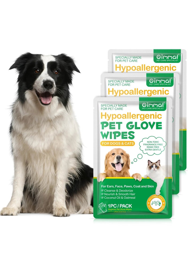 Oimmal Disposable Cleaning Deodorizing Dog Wipes Cat Pet Cleaning Gloves Wipes For Paws, 4Pack - Image 4