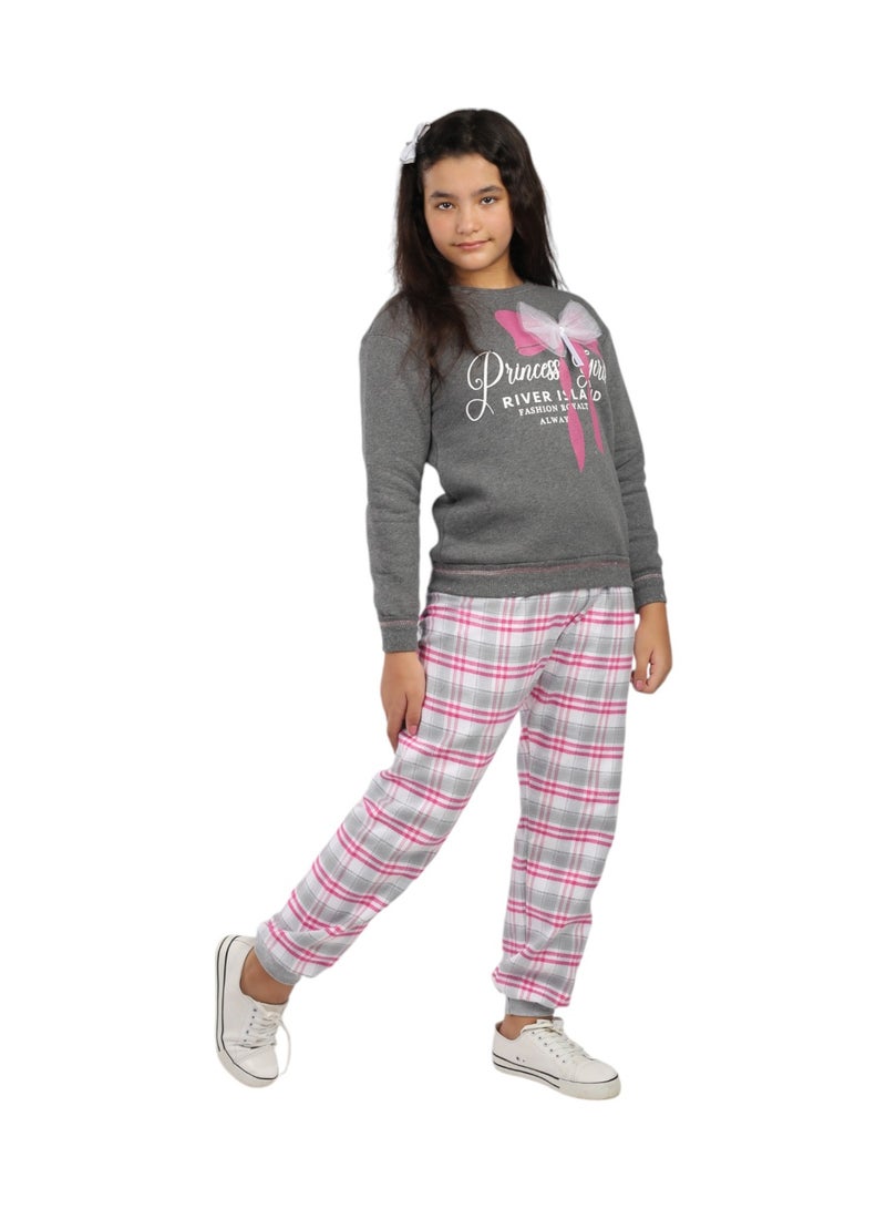 CHOiCE Plaid Bow Pajamas – Milton Sponge Cotton with Inner Lining, High-Quality Fabric. The Plaid Pants Also Feature an Inner Lining for Extra Comfort code 544 - Image 1