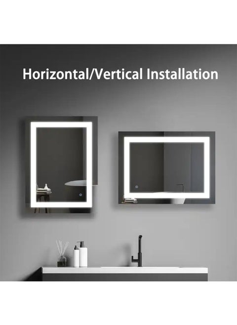 LED Bathroom Mirror Modern Rectangular Illuminated vanity mirror with Dimming changing light and Touch Sensor Switch(60x80cm)