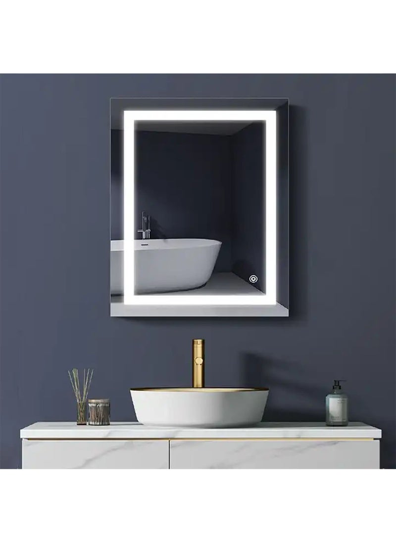 LED Bathroom Mirror Modern Rectangular Illuminated vanity mirror with Dimming changing light and Touch Sensor Switch(60x80cm)