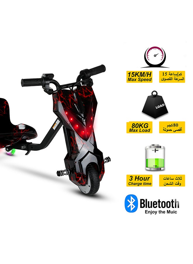 MyToys | Mini 36V High-Power 360Â° Electric Stunt Drifting Scooter For Kids & Adults - Adjustable Body With Bluetooth & Protective Gear, 3 Speed Modes, 250W Brushless Motor, 8-15 Km/H With 80 Kg Load, Noon Exclusive Series - Electric Black Red | Black | Age 6+ - Image 5