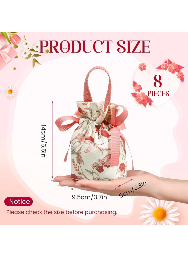 عام **8 أكياس هدايا زهرية صغيرة بمقابض، أكياس حلوى قماشية مقاس 5.5x3.7x2.3 بوصة، أكياس هدايا حفل الشاي، صناديق هدايا الزفاف، الحفلات، حفلات العروس، صناديق هدايا حفلات العبادة.** - Image 3