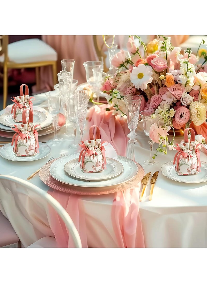 عام **8 أكياس هدايا زهرية صغيرة بمقابض، أكياس حلوى قماشية مقاس 5.5x3.7x2.3 بوصة، أكياس هدايا حفل الشاي، صناديق هدايا الزفاف، الحفلات، حفلات العروس، صناديق هدايا حفلات العبادة.** - Image 2