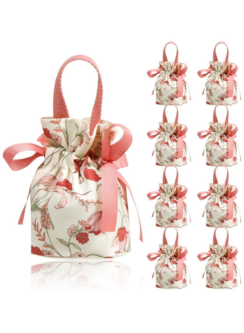 عام **8 أكياس هدايا زهرية صغيرة بمقابض، أكياس حلوى قماشية مقاس 5.5x3.7x2.3 بوصة، أكياس هدايا حفل الشاي، صناديق هدايا الزفاف، الحفلات، حفلات العروس، صناديق هدايا حفلات العبادة.** - Image 1