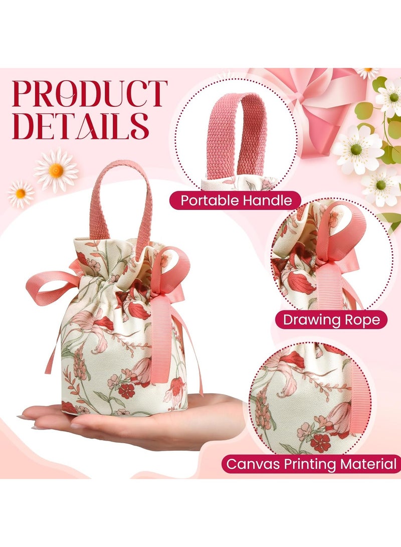 عام **8 أكياس هدايا زهرية صغيرة بمقابض، أكياس حلوى قماشية مقاس 5.5x3.7x2.3 بوصة، أكياس هدايا حفل الشاي، صناديق هدايا الزفاف، الحفلات، حفلات العروس، صناديق هدايا حفلات العبادة.** - Image 5