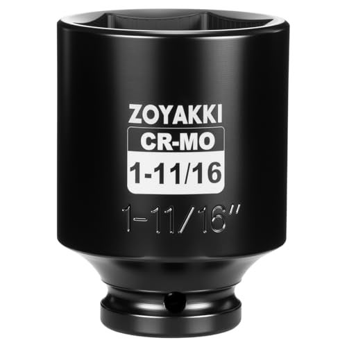 ZOYAKKI 1/2" Drive x 1-11/16 Inch SAE Deep lmpact Socket, CR-MO 1/2-inch Drive 6 Point Axle Nut Socket for Easy Removal of Axle Shaft Nuts (1-11/16") - Image 1