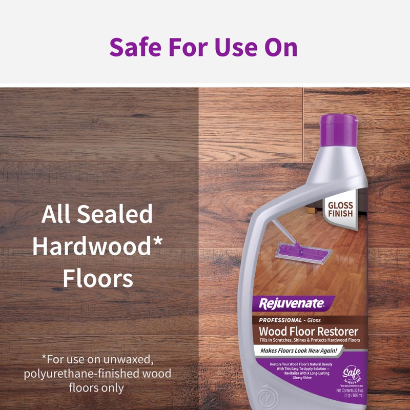 Rejuvenate Professional Wood Floor Restorer and Polish with Durable Finish Easy Mop On Application High Gloss Finish 32oz - Image 3