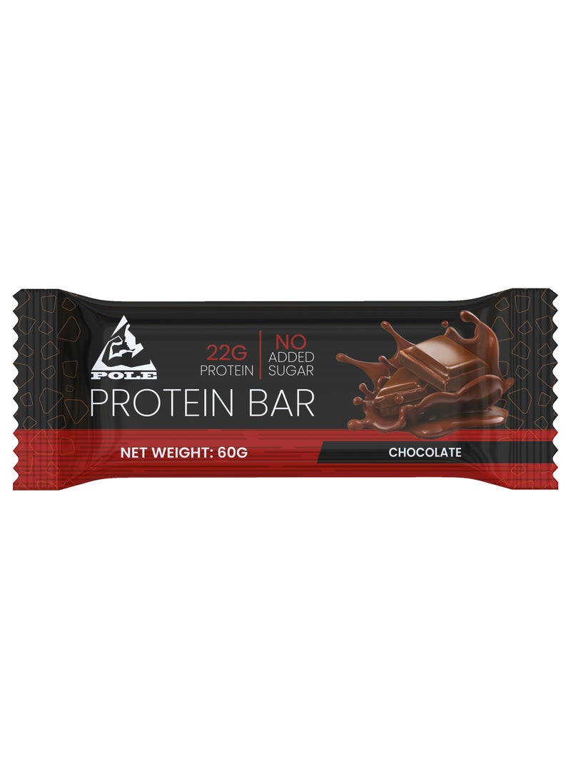POLE NUTRITION Protein Bar (Chocolate) - No Added Sugar, 22g Protein, Pack of 12 (60g Each) - Image 4
