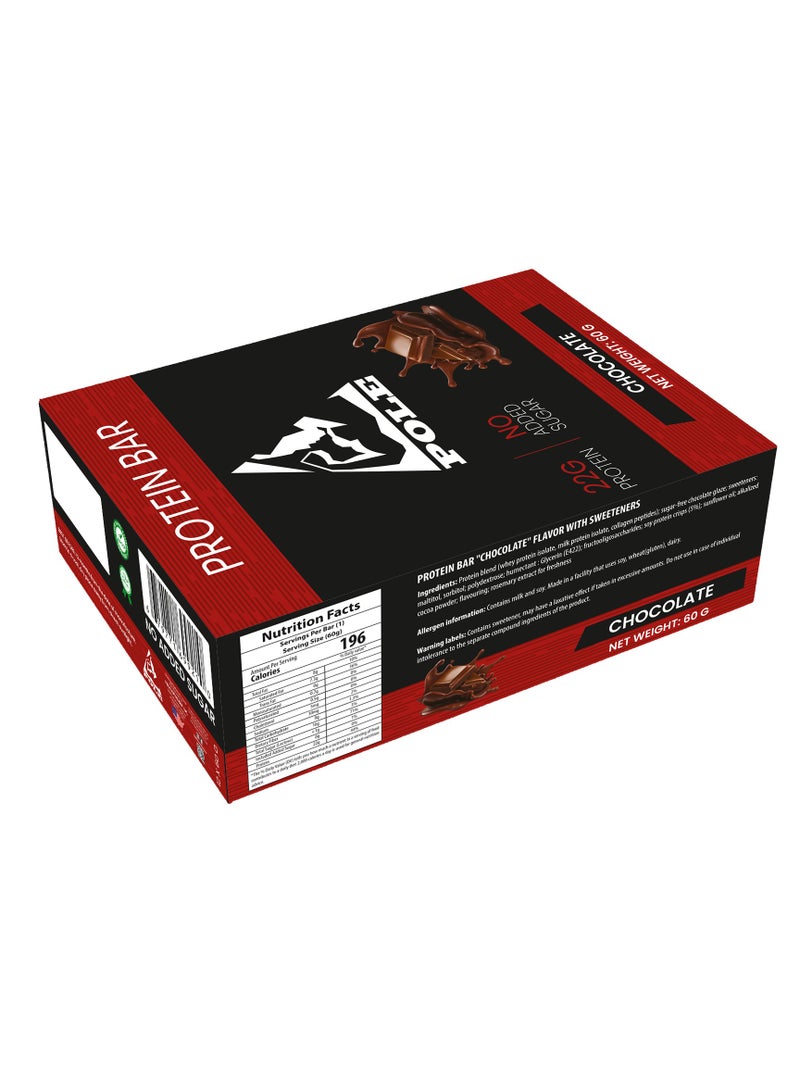 POLE NUTRITION Protein Bar (Chocolate) - No Added Sugar, 22g Protein, Pack of 12 (60g Each) - Image 3