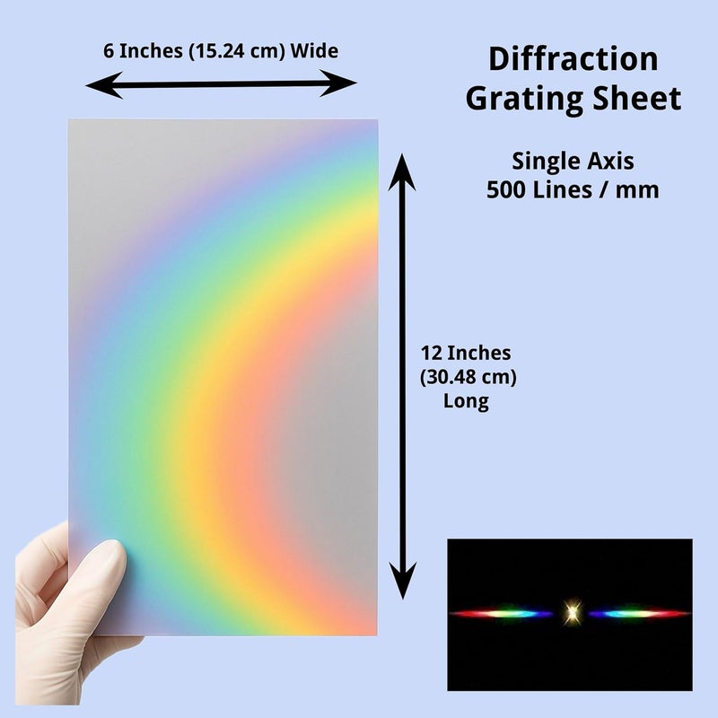 Bartovation Diffraction Grating Sheet 500 Lines/mm [One 6" x 1ft Sheet] - Image 2
