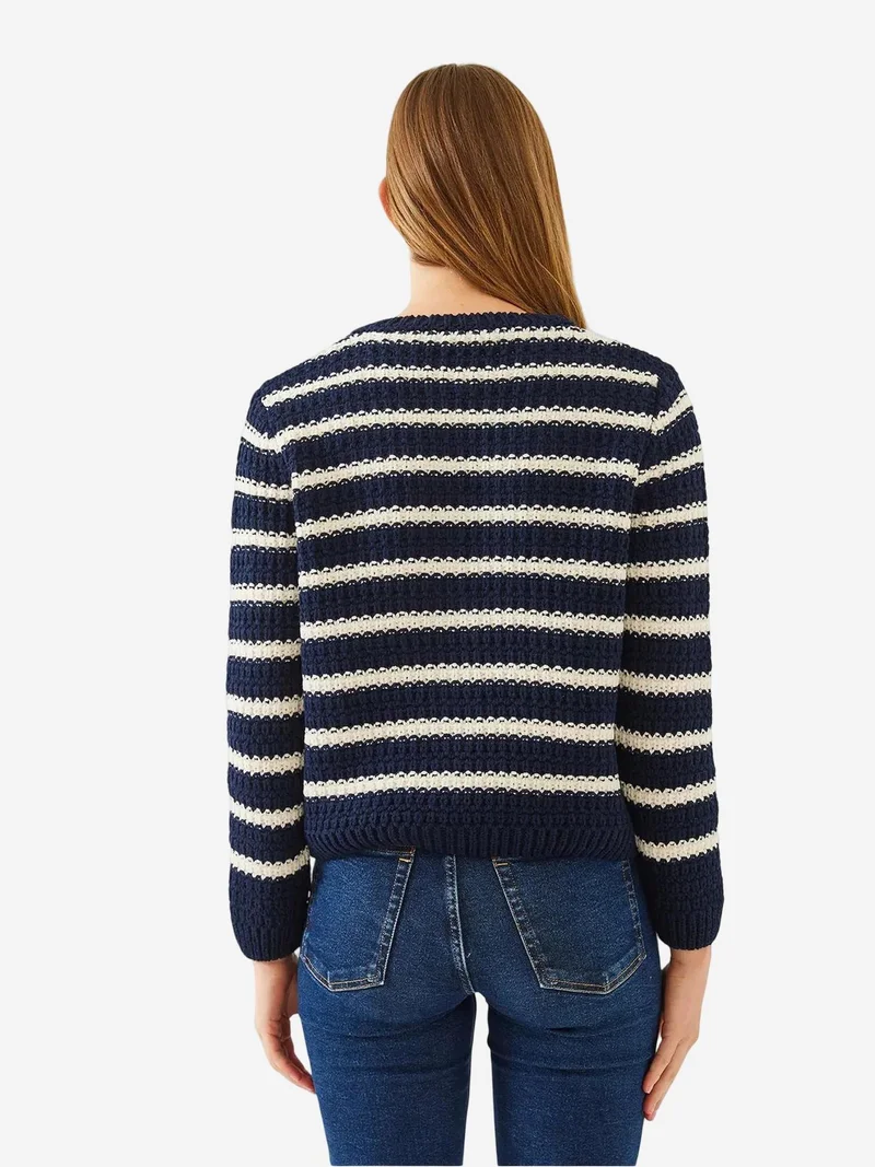 Bianco Lucci Multicolor LUCCI Striped Button-Up Knit Cardigan for Women | Best Price UAE