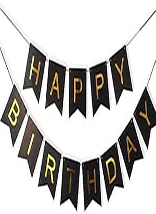 13pcs DIY Paper Bunting Garland Banners Flags Happy Birthday Banner Boy Girl Baby Shower Decoration Wedding Birthday Party Supplies DÃ©cor-Black 