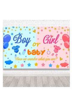 KASTWAVE لافتة زينة للكشف عن الجنس، لافتة كبيرة لصبي أو بنت، خلفية كشف الجنس لحفلة baby shower، زينة و لوازم حفلة الكشف عن الجنس باللونين الوردي والأزرق، 180*110 سم، 1 قطعة  - Image 1
