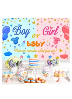 KASTWAVE لافتة زينة للكشف عن الجنس، لافتة كبيرة لصبي أو بنت، خلفية كشف الجنس لحفلة baby shower، زينة و لوازم حفلة الكشف عن الجنس باللونين الوردي والأزرق، 180*110 سم، 1 قطعة  - Image 3