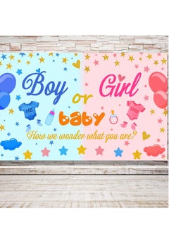 KASTWAVE لافتة زينة للكشف عن الجنس، لافتة كبيرة لصبي أو بنت، خلفية كشف الجنس لحفلة baby shower، زينة و لوازم حفلة الكشف عن الجنس باللونين الوردي والأزرق، 180*110 سم، 1 قطعة  - Image 4