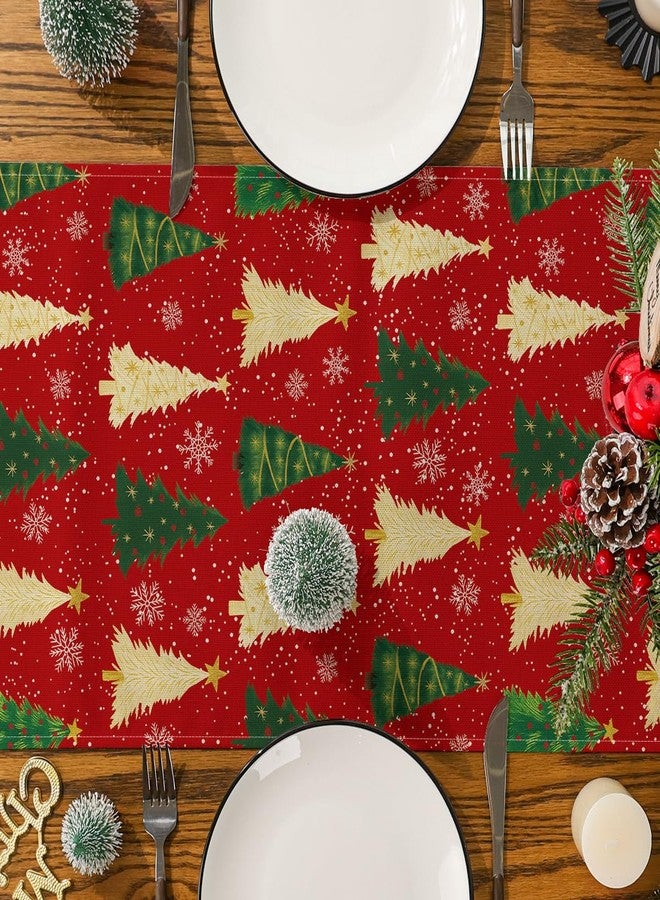 Siilues Christmas Table Runner, Red Gold Christmas Trees Table Runner Seasonal Winter Snowflakes New Year Holiday Home Party Decor Festival Decorations 13x72 Inch - Image 5