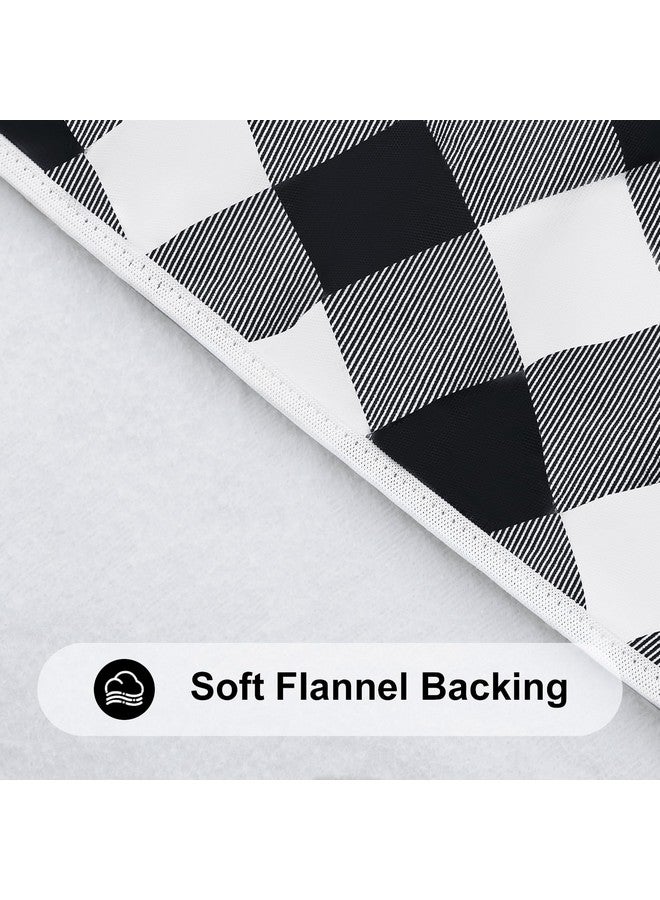 Smiry Round Picnic Table Cloth, Elastic Waterproof Fitted Vinyl Tablecloth for 36"-44" Tables, Flannel Backed Buffalo Plaid Table Covers for Dining, Camping, Outdoor, Black and White - Image 5