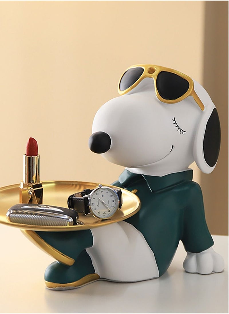 Merry Moments Modern Decor Resin Tray Statue Tray Storage Key Holder Candy Jewelry Earrings Tray Suitable for Home Decor Modern Art Dining Table Decor Office Small Object Tray Snoop Dogg Green  - Image 1