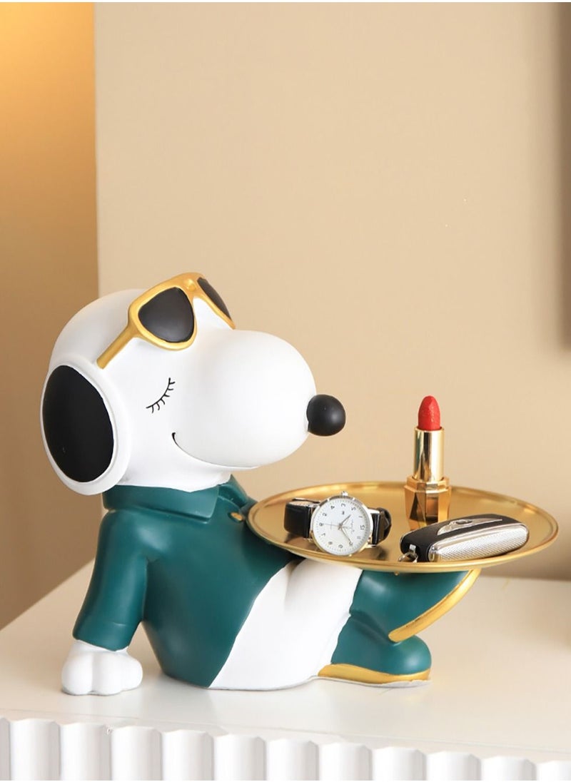 Merry Moments Modern Decor Resin Tray Statue Tray Storage Key Holder Candy Jewelry Earrings Tray Suitable for Home Decor Modern Art Dining Table Decor Office Small Object Tray Snoop Dogg Green  - Image 2