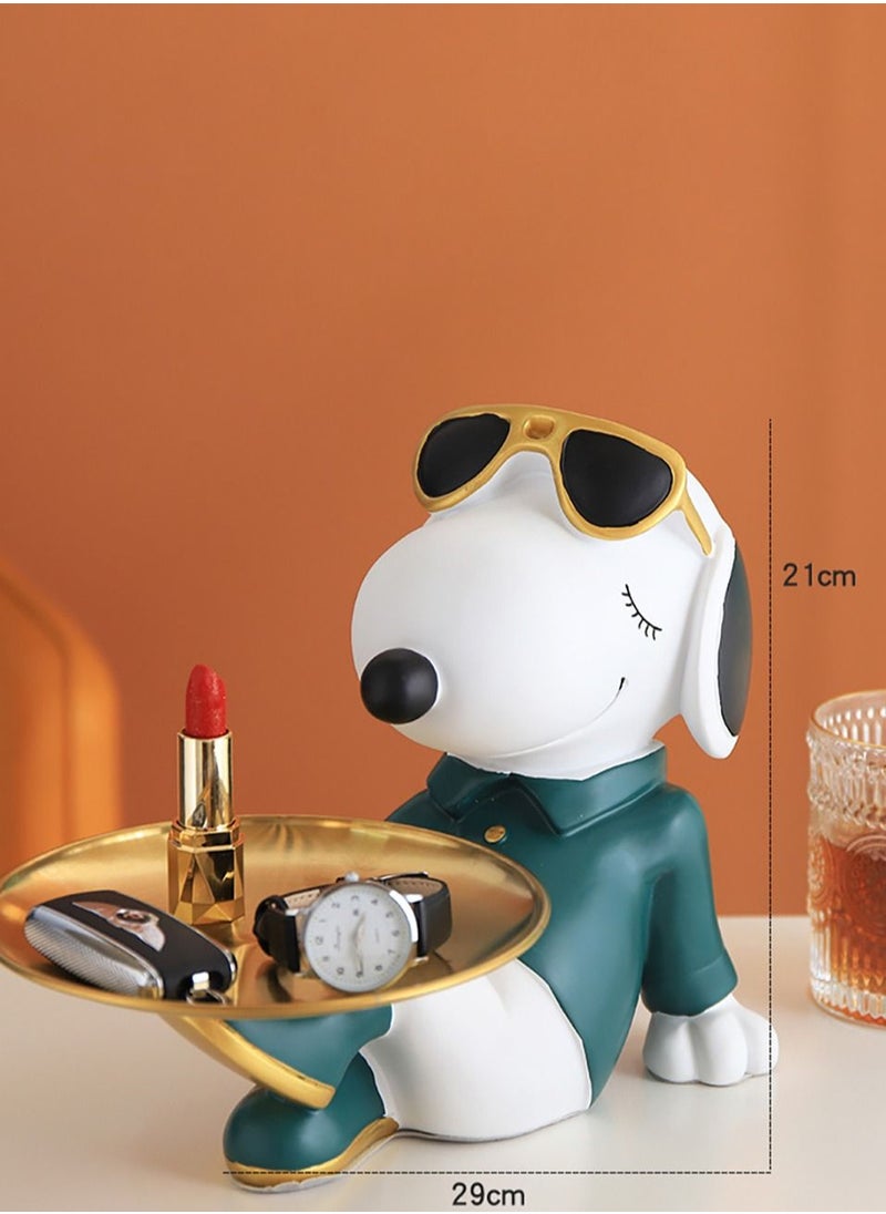 Merry Moments Modern Decor Resin Tray Statue Tray Storage Key Holder Candy Jewelry Earrings Tray Suitable for Home Decor Modern Art Dining Table Decor Office Small Object Tray Snoop Dogg Green  - Image 4
