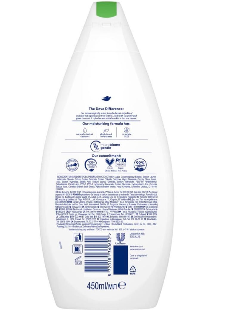 Dove Refreshing Cucumber And Green Tea Body Wash 450 ml