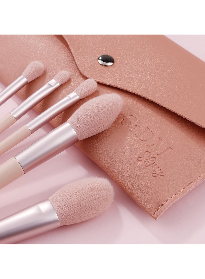 سدم شايني مجموعة فرش مكياج نباتية من سادم شايني مكونة من 11 فرشاة مع حقيبة سفر من الجلد– فرش خالية من القسوة لمكياج مثالي - Image 3