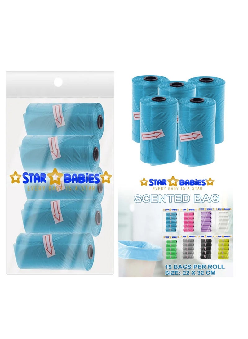 STAR BABiES Combo Pack Scented Bag Pack Of 5 With Dispsoable Towel Pack Of 3   Blue  - Image 4