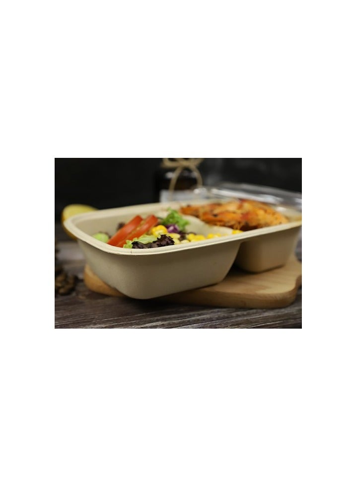 ProdelPak Eco-Pulp Rectangular 2-Comp with PP Lid (Pack of 25) - Image 1