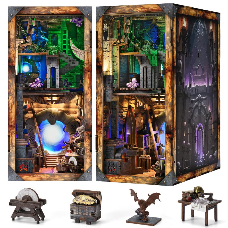 MiniCity Book Nook Kit, DIY Miniature House Dollhouse Kit for Adults and Teens, Booknook Tiny House Bookshelf Decor (Blade and Magic) - Image 1