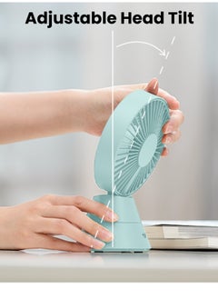 Moxedo Moxedo Mini Portable Fan Desktop Portable, 5 Blades Strong Wind, 3 Adjustable Speed Auto Rotation,USB Rechargeable Battery with Solid Fragrance Pad (Blue)  - Image 3