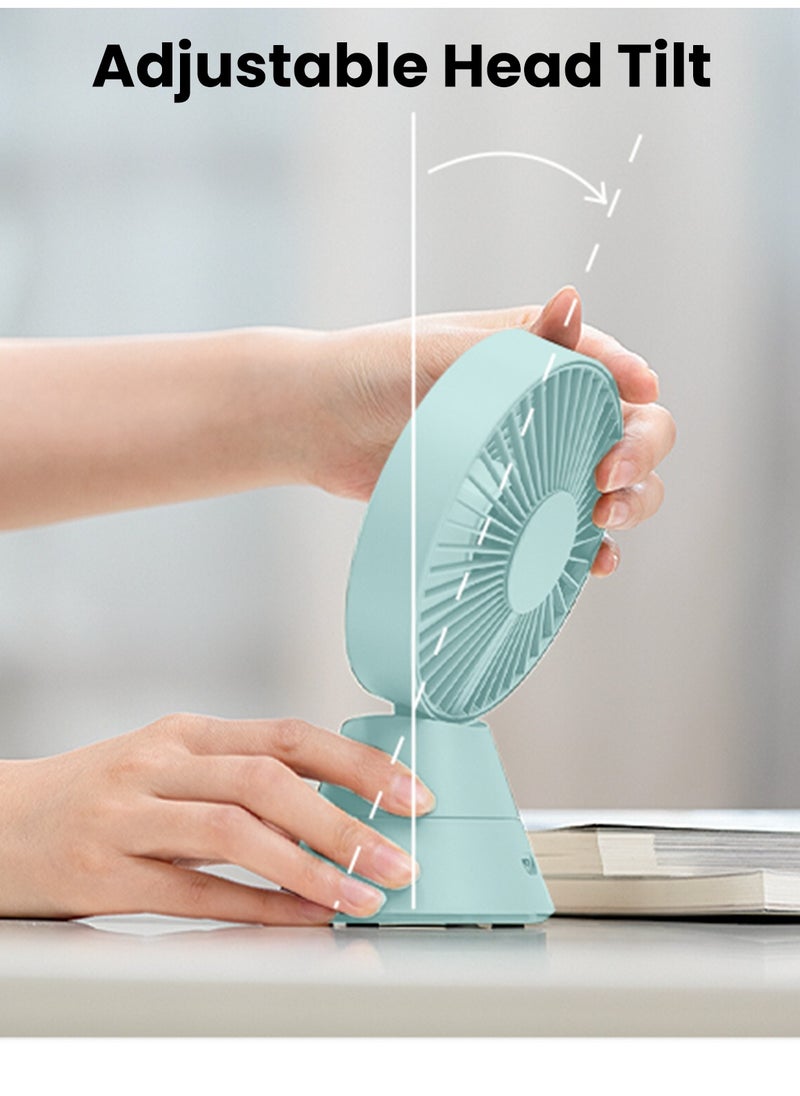 Moxedo Moxedo Mini Portable Fan Desktop Portable, 5 Blades Strong Wind, 3 Adjustable Speed Auto Rotation,USB Rechargeable Battery with Solid Fragrance Pad (Green/Pink)  - Image 3