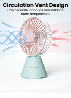 Moxedo Moxedo Mini Portable Fan Desktop Portable, 5 Blades Strong Wind, 3 Adjustable Speed Auto Rotation,USB Rechargeable Battery with Solid Fragrance Pad (Blue)  - Image 4