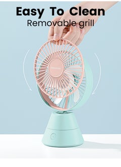 Moxedo Moxedo Mini Portable Fan Desktop Portable, 5 Blades Strong Wind, 3 Adjustable Speed Auto Rotation,USB Rechargeable Battery with Solid Fragrance Pad (Blue)  - Image 5