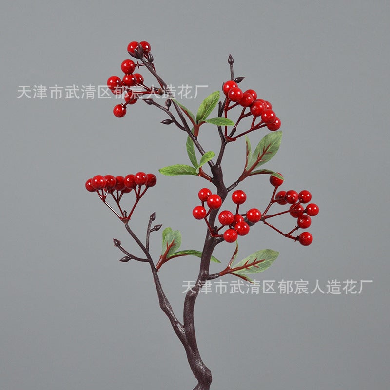 Artificial Holly Berries Wedding Wreath Small Red Berries New Year Fortune Bucket Prosperity Fruit Floral Arrangement Red Berries - Image 4