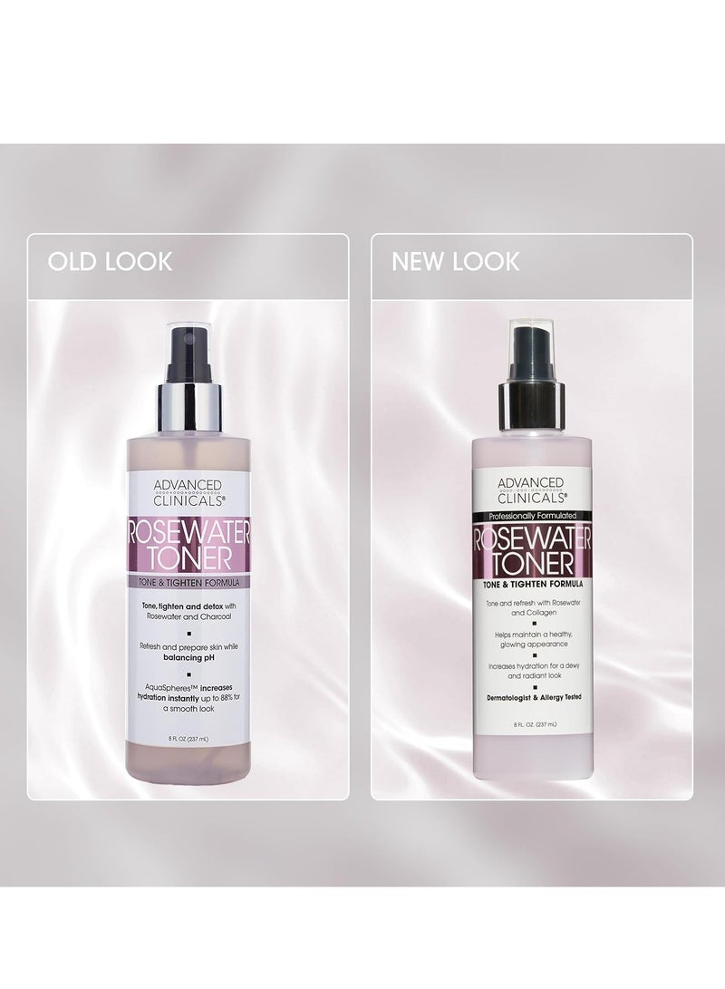Advanced Clinicals Advanced Clinicals Rosewater Toner with Charcoal and Aloe Vera Alcohol-free 237ml - Image 2