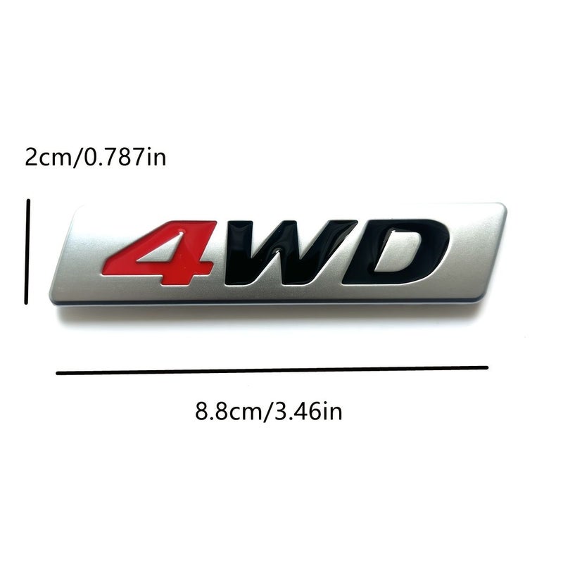 Red 3D Metal Emblem Four Wheel Drive 4WD Sticker Decal For Car Truck Motorcycle SUV Hood Trunk Fender Side Door Body Decorative Accessories 2pcs - Image 2