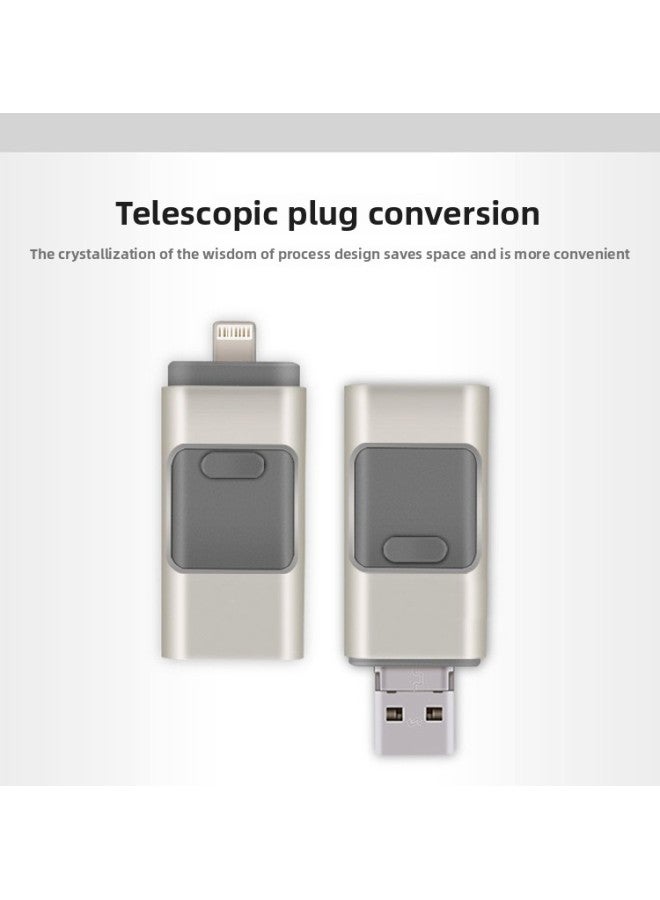 Mobile Phone USB Flash Drive For Apple IPhone Three-in-one OTG Metal USB Flash Drive 32G64GB128G Wholesale-Color:Silver Gray-Capacity:256GB