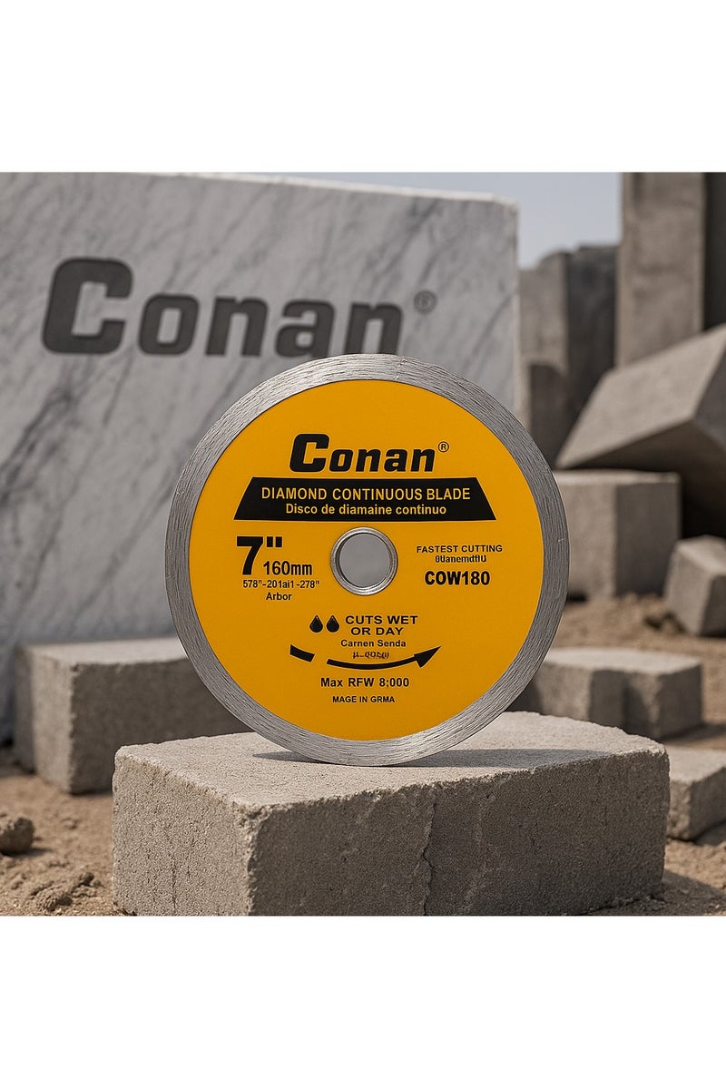 Conan 7" Diamond Continuous Blade COW180 – Wet or Dry Cutting, 22mm Arbor, 8600 RPM - Image 2