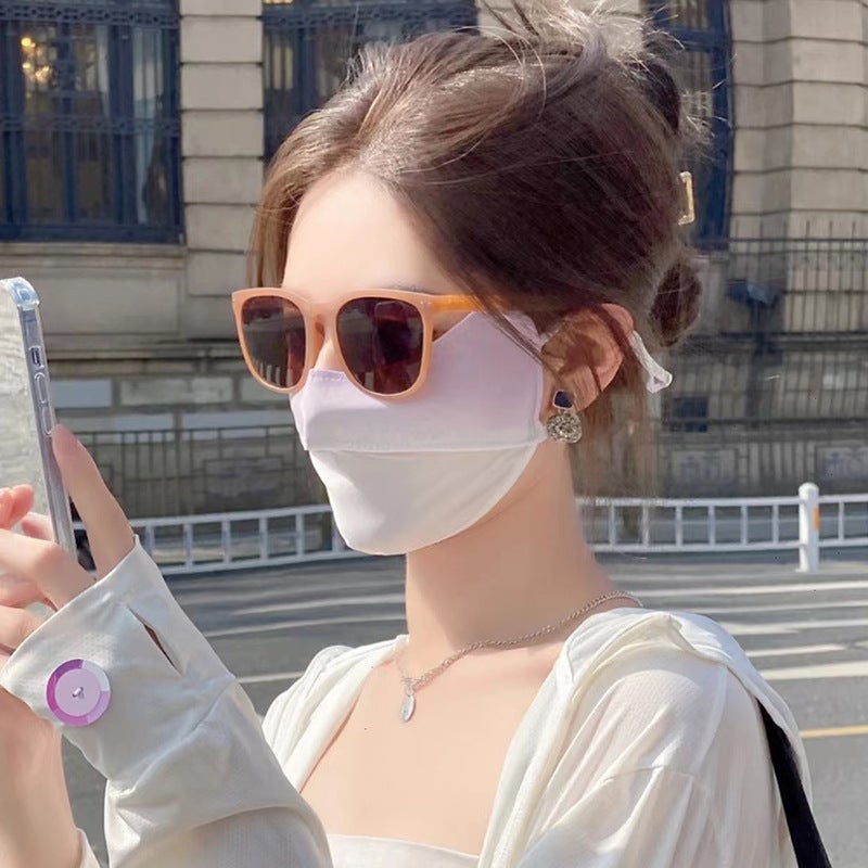 Gradient Ice Silk Mask 2022 New Fashion Version Cute High Color Value Girls Pure Pink White Breathable Trendy KZ-1-Purple Gradient 