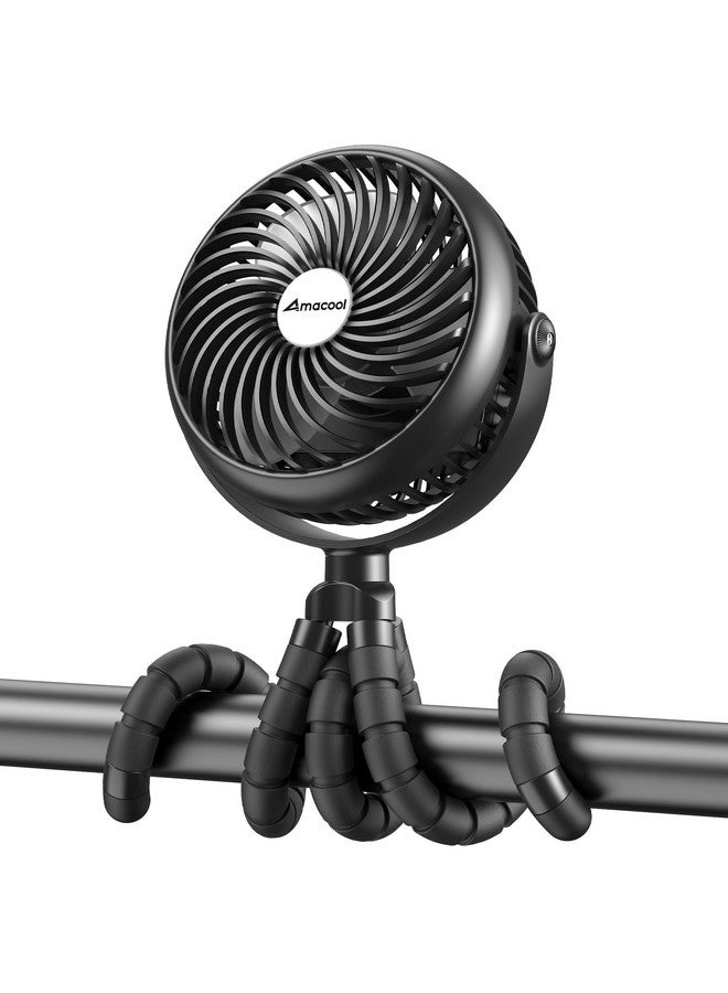 AMACOOL مروحة عربة الأطفال AMACOOL - 5000 مللي أمبير قابلة لإعادة الشحن، 3 سرعات، قوية ولكن هادئة، تدور 360°، مروحة محمولة قابلة للتثبيت للسفر، مقعد السيارة، سرير الأطفال، الدراجة، جهاز المشي، مستلزمات عطلة الشاطئ - Image 1