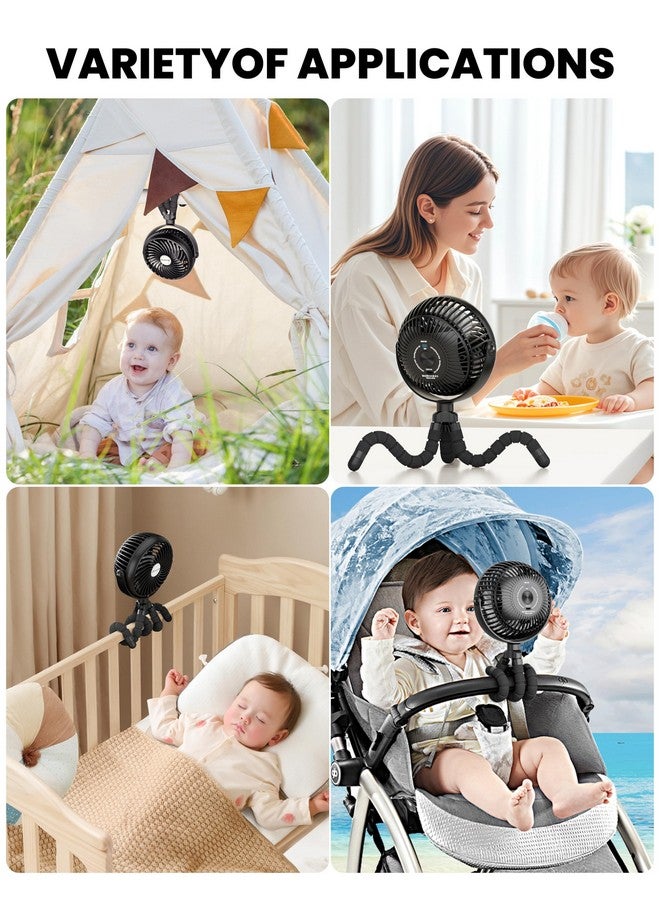 AMACOOL مروحة عربة الأطفال AMACOOL - 5000 مللي أمبير قابلة لإعادة الشحن، 3 سرعات، قوية ولكن هادئة، تدور 360°، مروحة محمولة قابلة للتثبيت للسفر، مقعد السيارة، سرير الأطفال، الدراجة، جهاز المشي، مستلزمات عطلة الشاطئ - Image 5