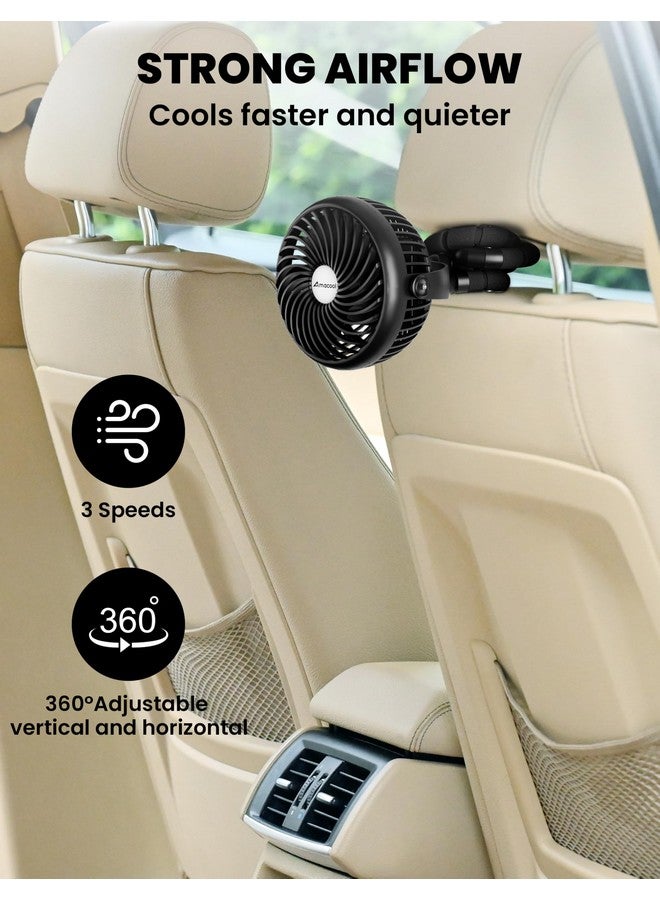 AMACOOL مروحة عربة الأطفال AMACOOL - 5000 مللي أمبير قابلة لإعادة الشحن، 3 سرعات، قوية ولكن هادئة، تدور 360°، مروحة محمولة قابلة للتثبيت للسفر، مقعد السيارة، سرير الأطفال، الدراجة، جهاز المشي، مستلزمات عطلة الشاطئ - Image 3