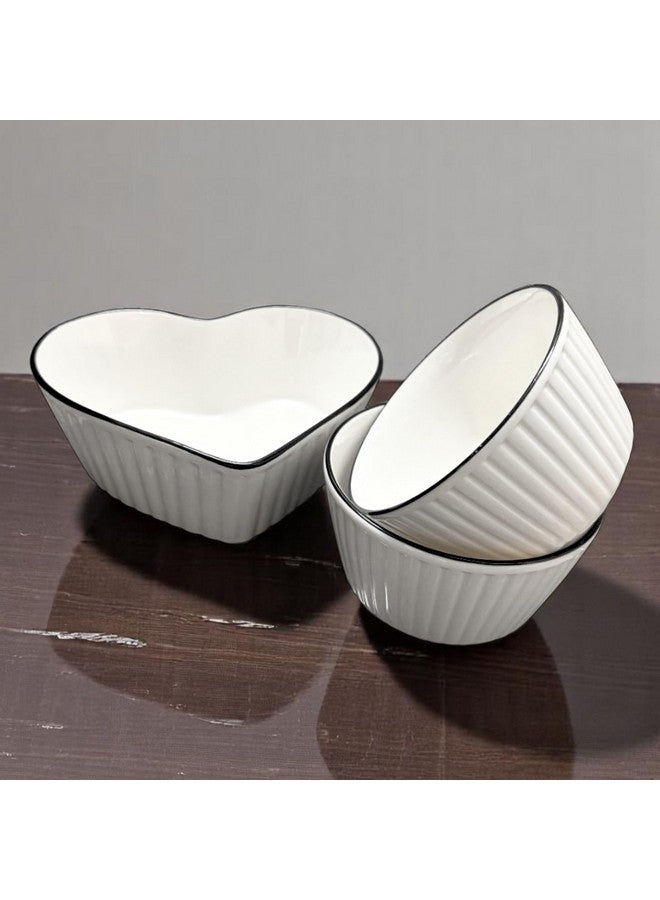 OLWICK أوعية سيراميك على شكل قلب OLWICK® - مجموعة من 3، آمنة للاستخدام في الميكروويف، أوعية متعددة الأغراض للحساء، الأرز، المعكرونة، والفواكه، تصميم متين وأنيق للاستخدام في المطبخ المنزلي أو المطعم - Image 1