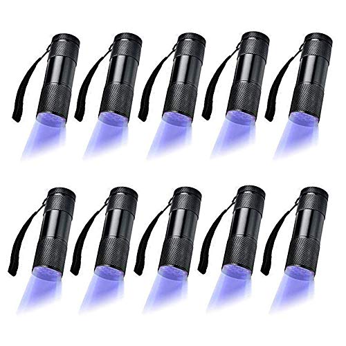 Optimal Shop 10 Pack UV Blacklight 9 LED Flashlight Torch Light Outdoors Etc - Image 1