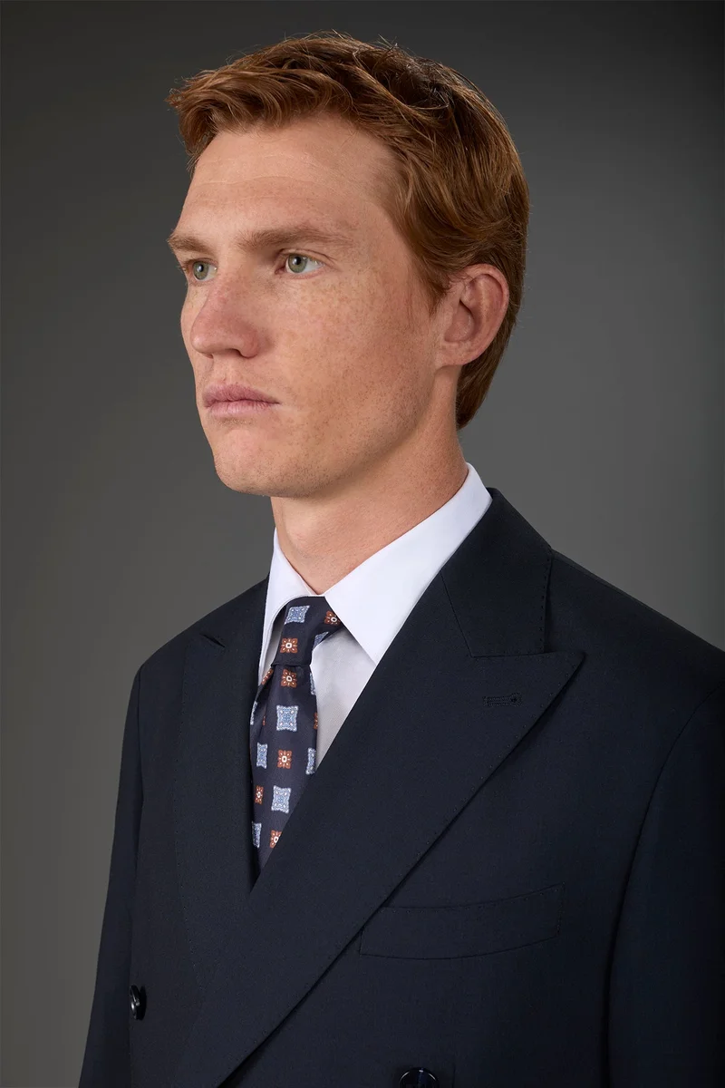 دوبل غانغر Men's macro patterned tie - DK Blue