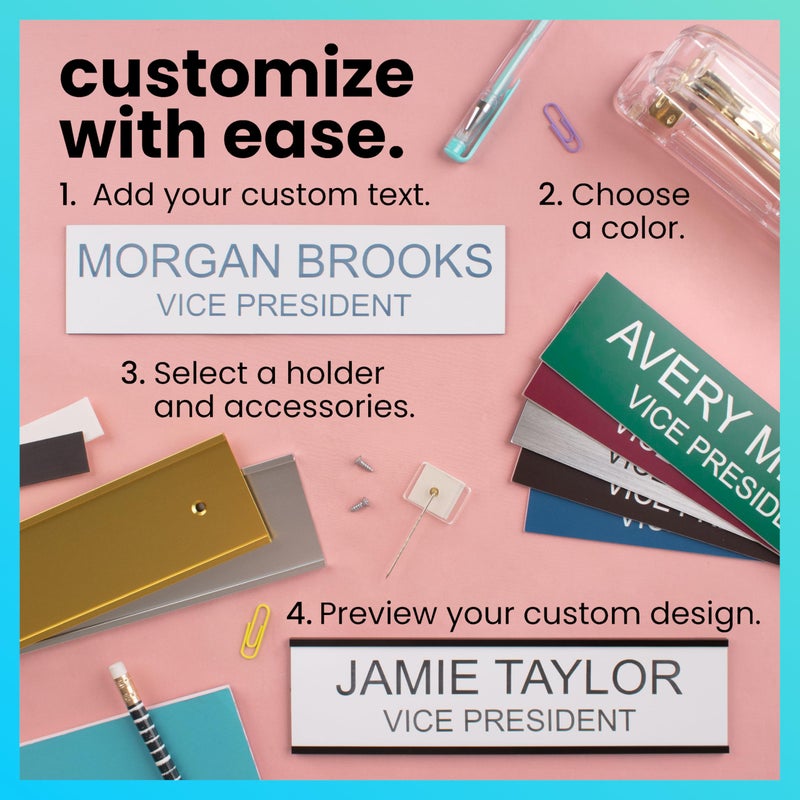 ExcelMark 2" x 8" Custom Engraved Name Plate with Square Corners - Image 2
