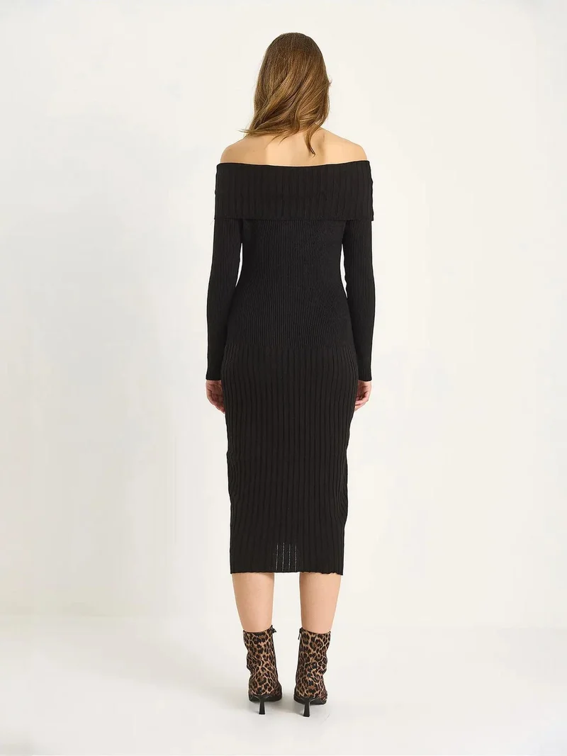 Bianco Lucci LUCCI Ribbed Midi Dress