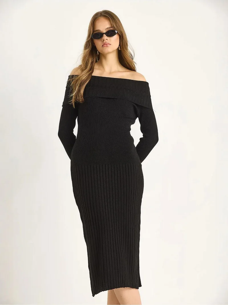 Bianco Lucci LUCCI Ribbed Midi Dress