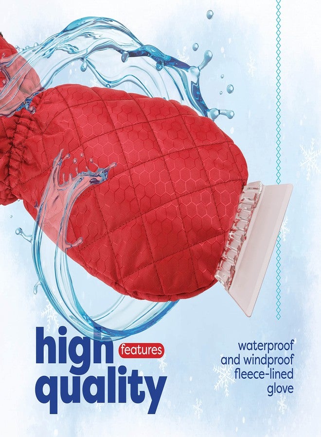 SCRUBIT Ice Sc with Glove - Car Windshield Sc for Ice and Snow w/Fleece Mitt - Quickly Scrape and Remove Snow While Staying Warm - Waterproof & Windproof - Car Sc Snow Brush (Red) - Image 5